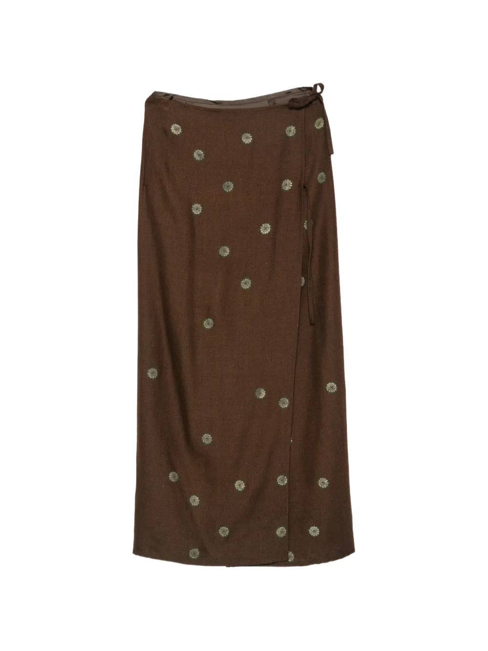 Dries Van Noten Pre-Owned 1990s floral-print wrap midi skirt - Marrone