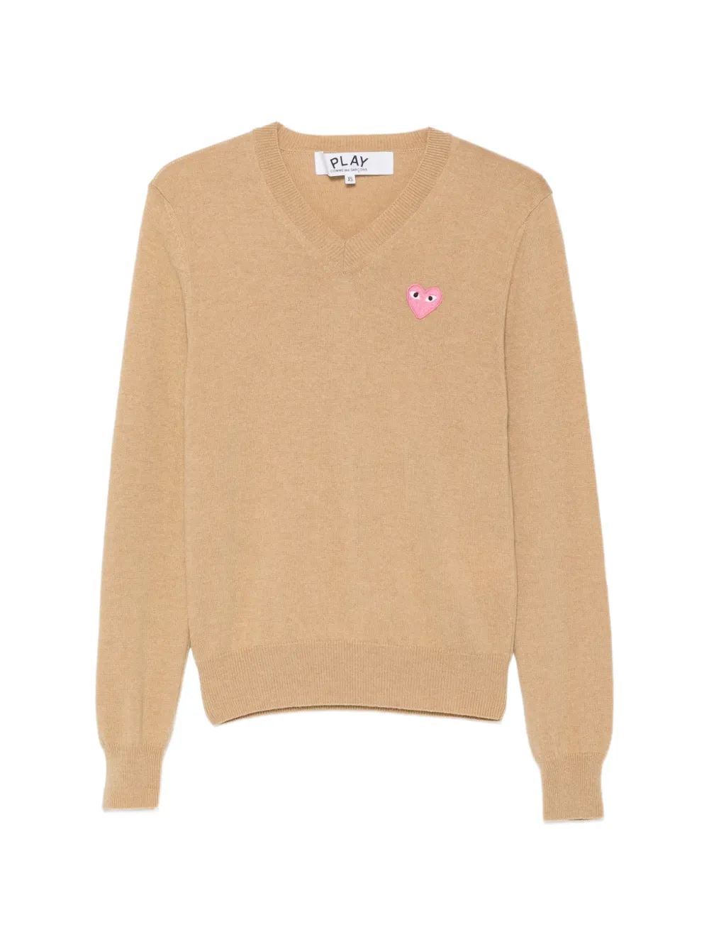 Comme Des Garçons Play Heart-patch V-neck Sweater In Neutrals