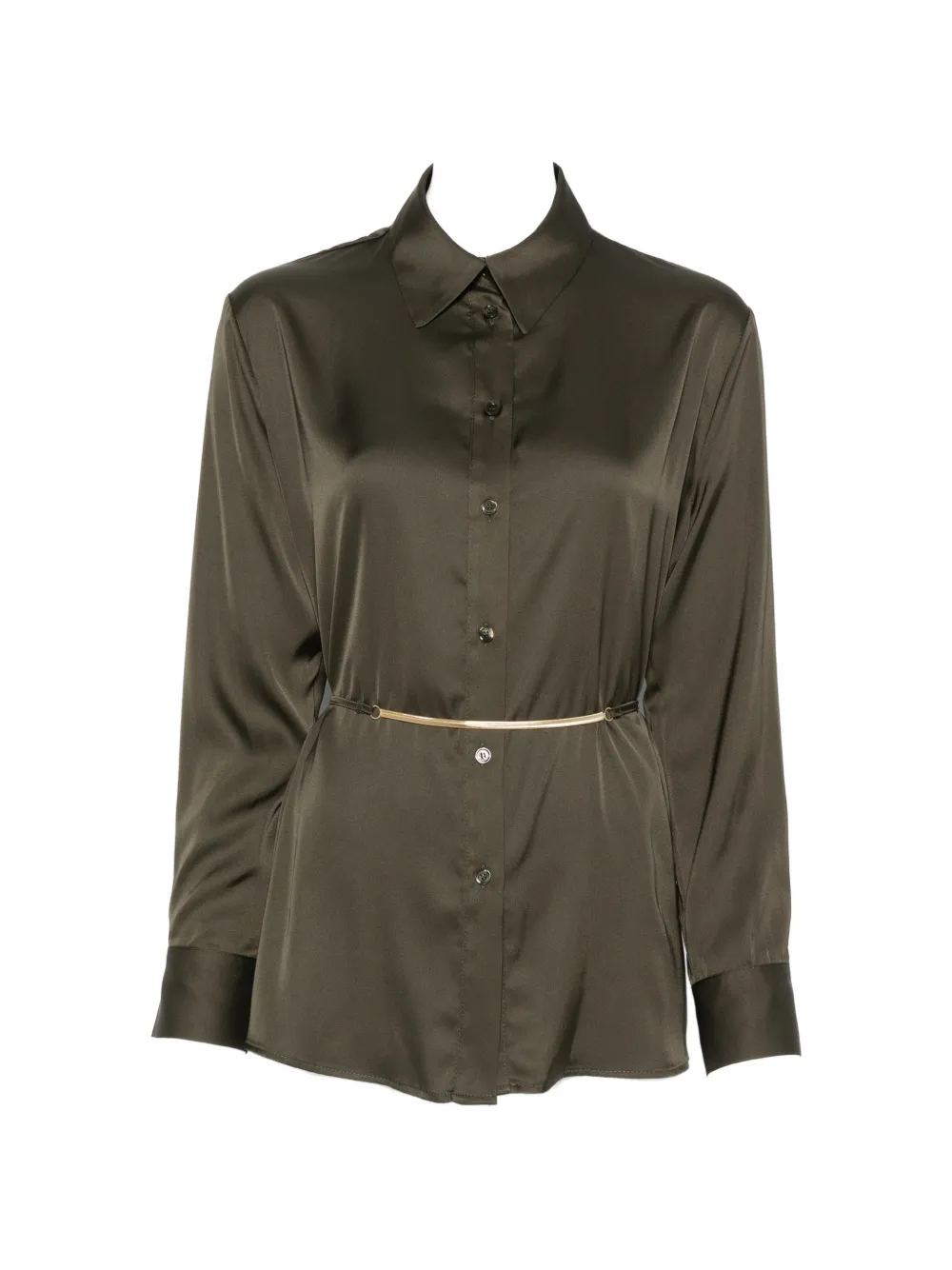 IMPERIAL belted satin-finish shirt - Grün