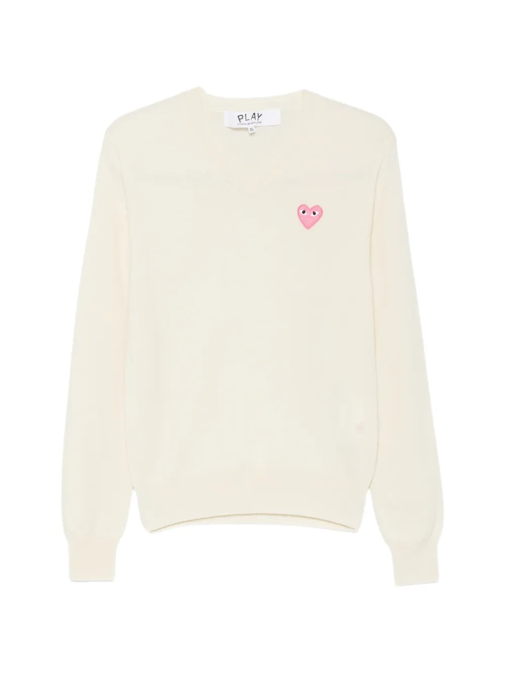 Comme Des Garçons Play Play Heart-patch V-neck Sweater In White