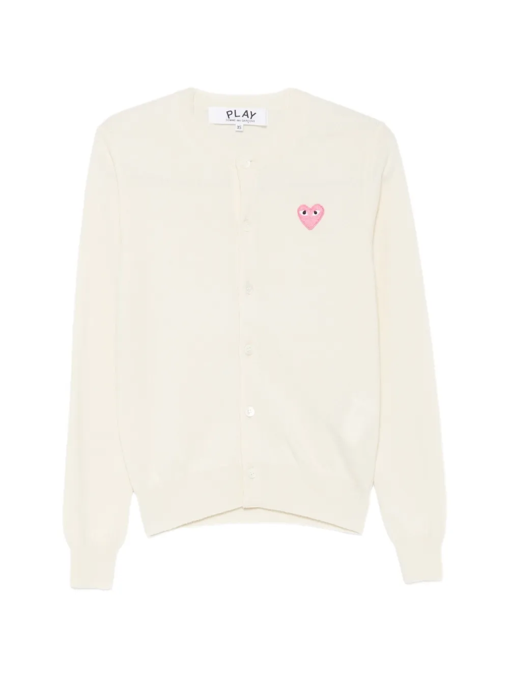 Comme Des Garçons Play heart-patch round-neck cardigan - White