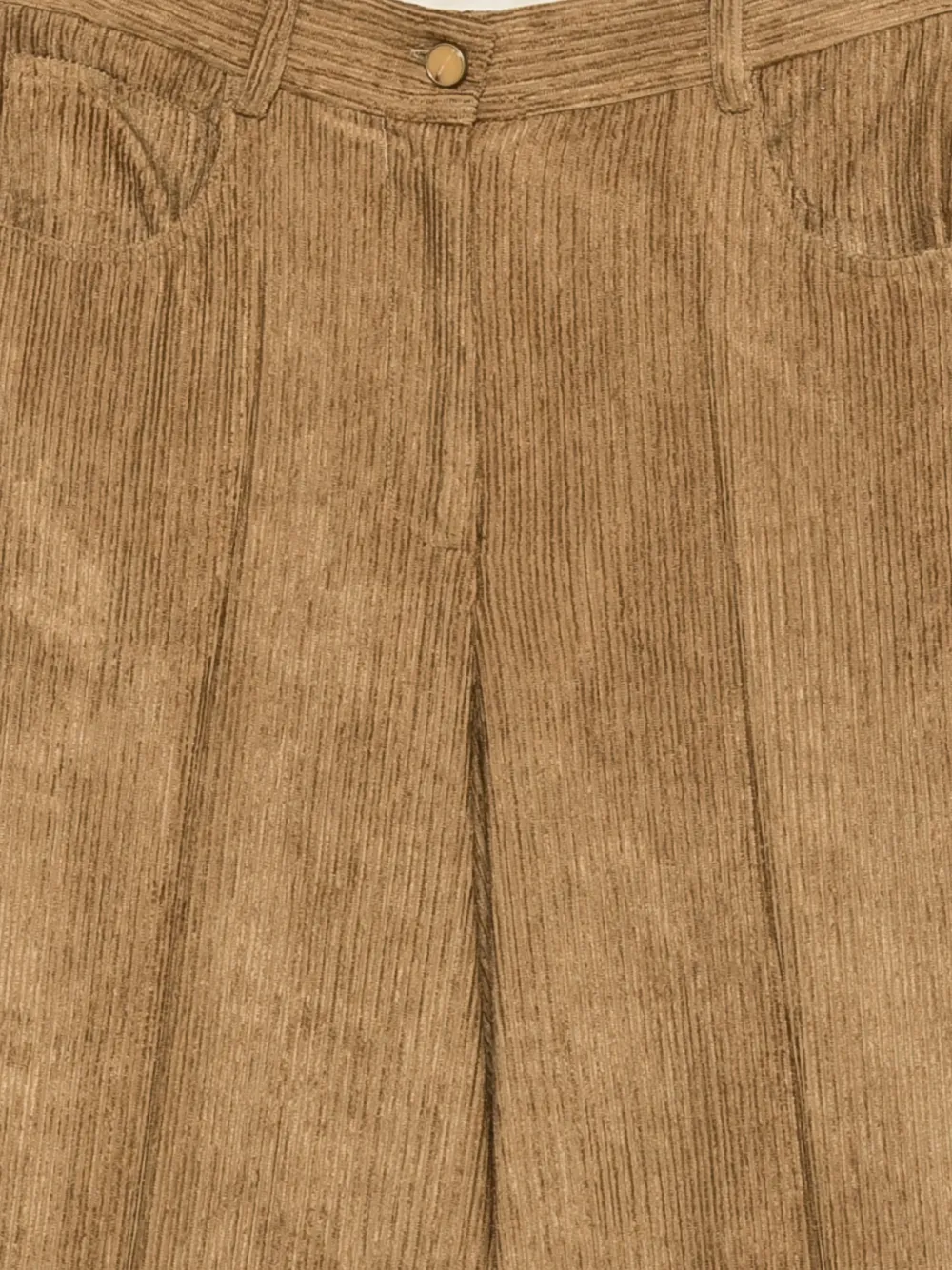 Alysi Ribfluwelen broek met riemlussen Beige