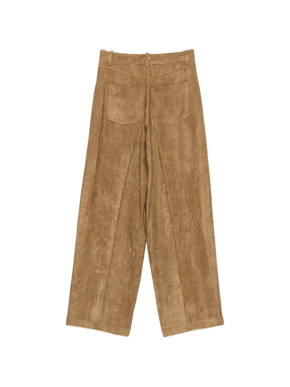 Alysi Ribfluwelen broek met riemlussen Beige
