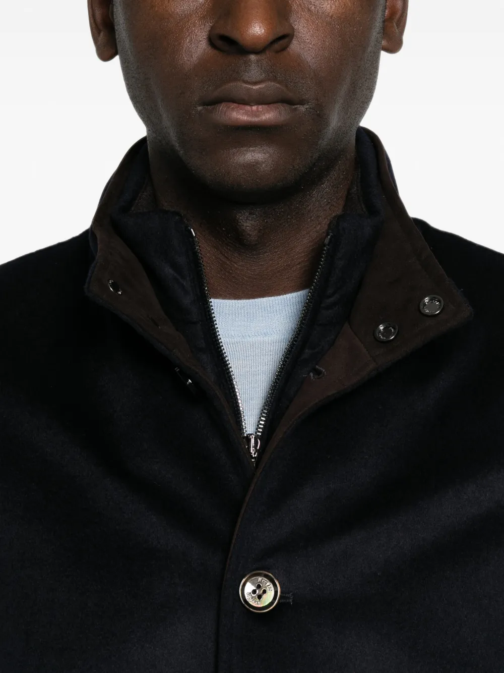 Moorer Bomberjack met knoopsluiting Blauw