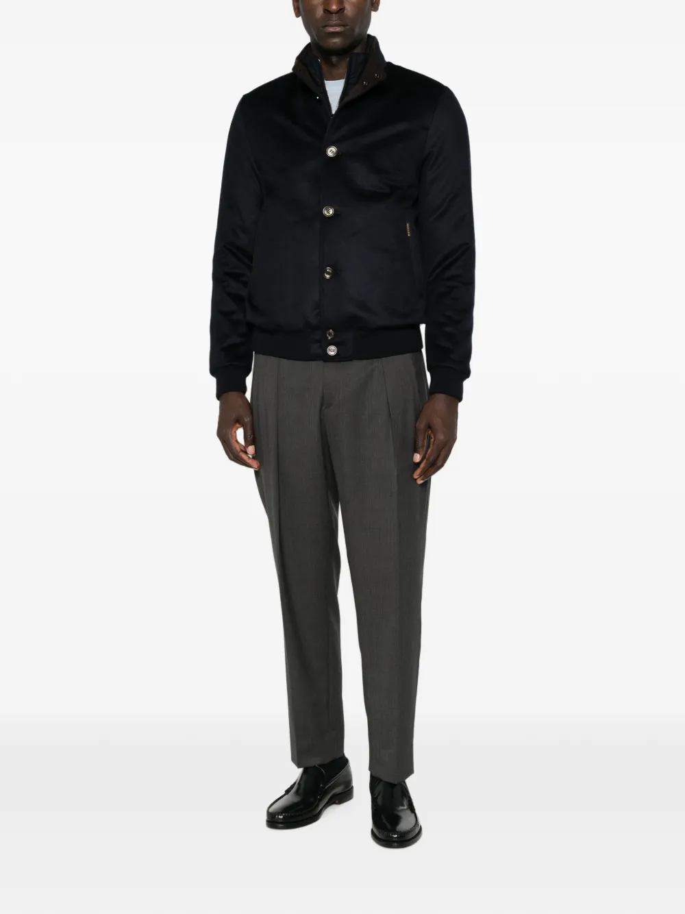 Moorer Bomberjack met knoopsluiting Blauw