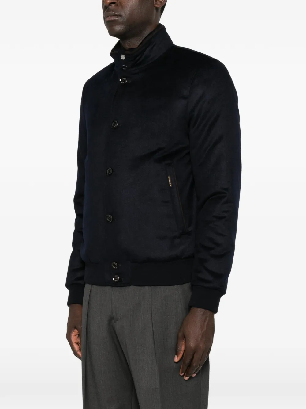 Moorer Bomberjack met knoopsluiting Blauw