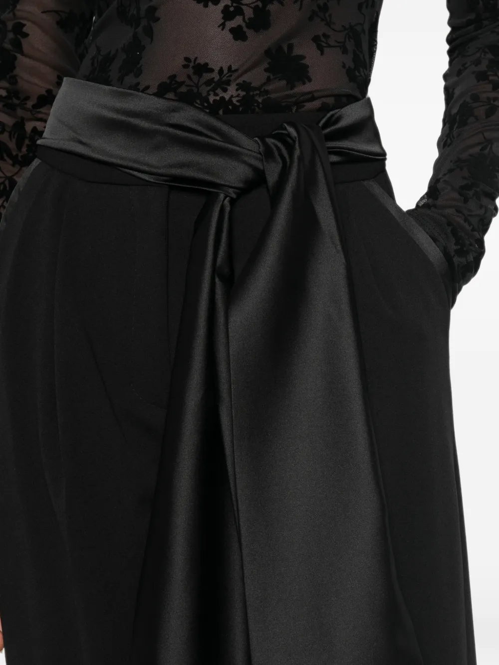 IMPERIAL Broek met franje afwerking en sjerp Zwart