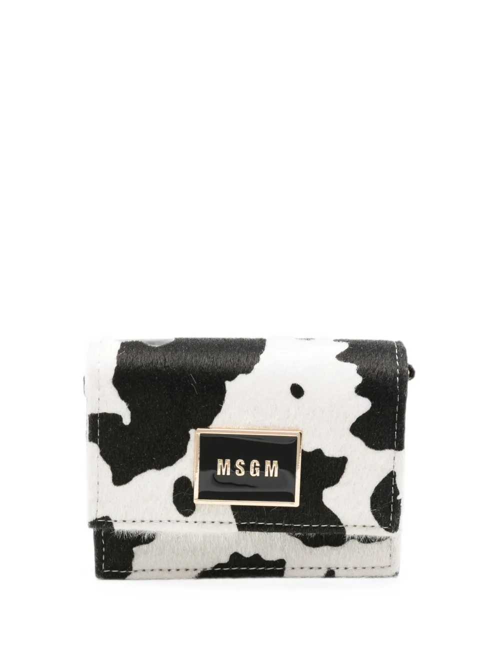MSGM Kids cow-print logo-plaque bag - Nero