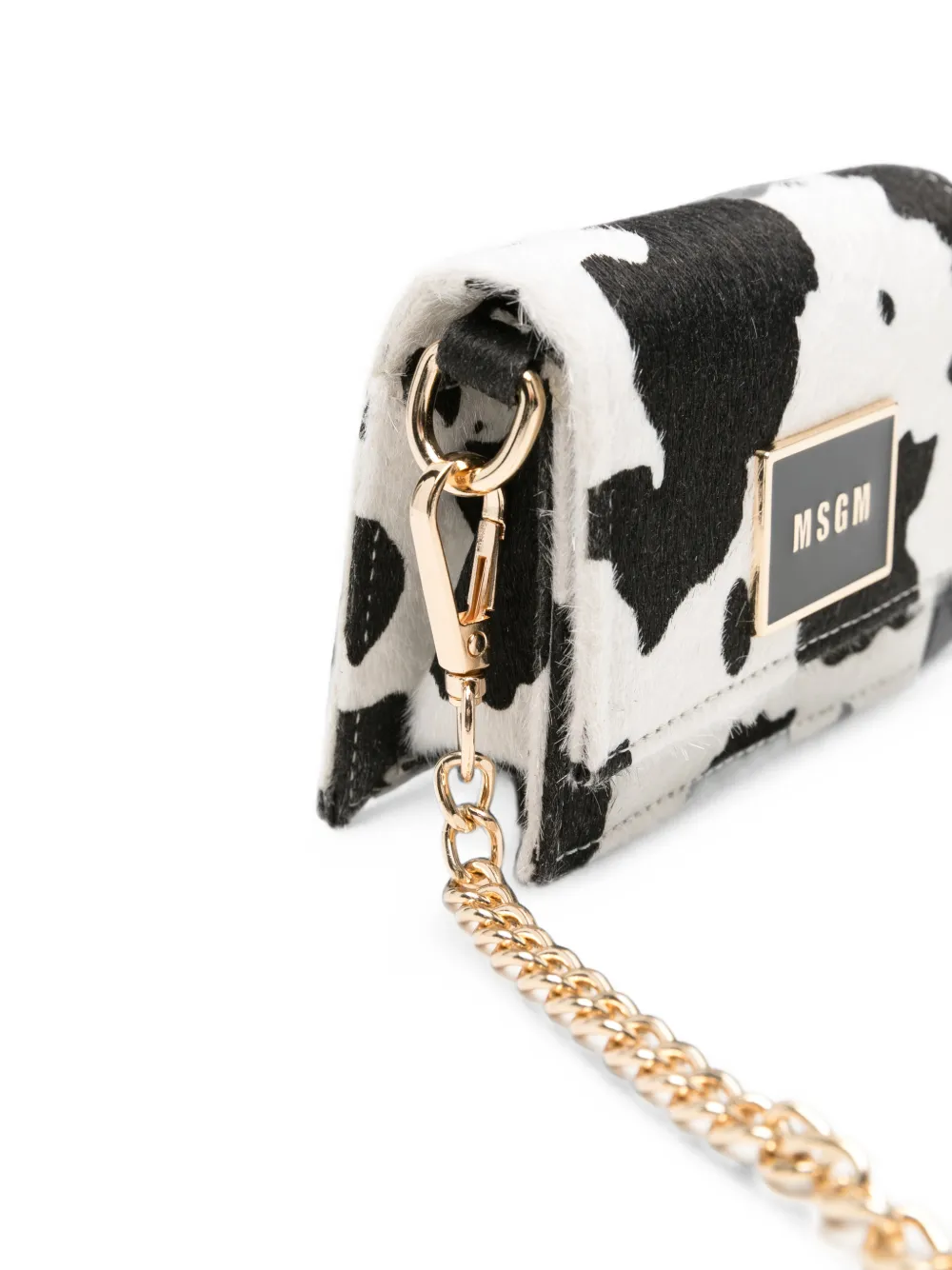 MSGM Kids Tas met koeienprint en logoplakkaat Zwart