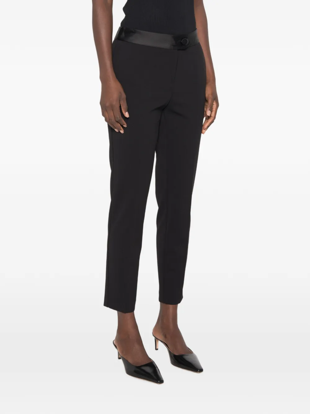 IMPERIAL Skinny broek met satijnen afwerking Zwart