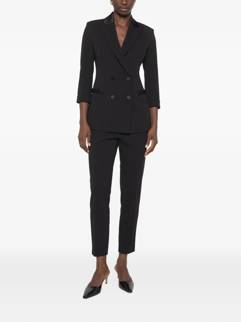 IMPERIAL Skinny broek met satijnen afwerking Zwart