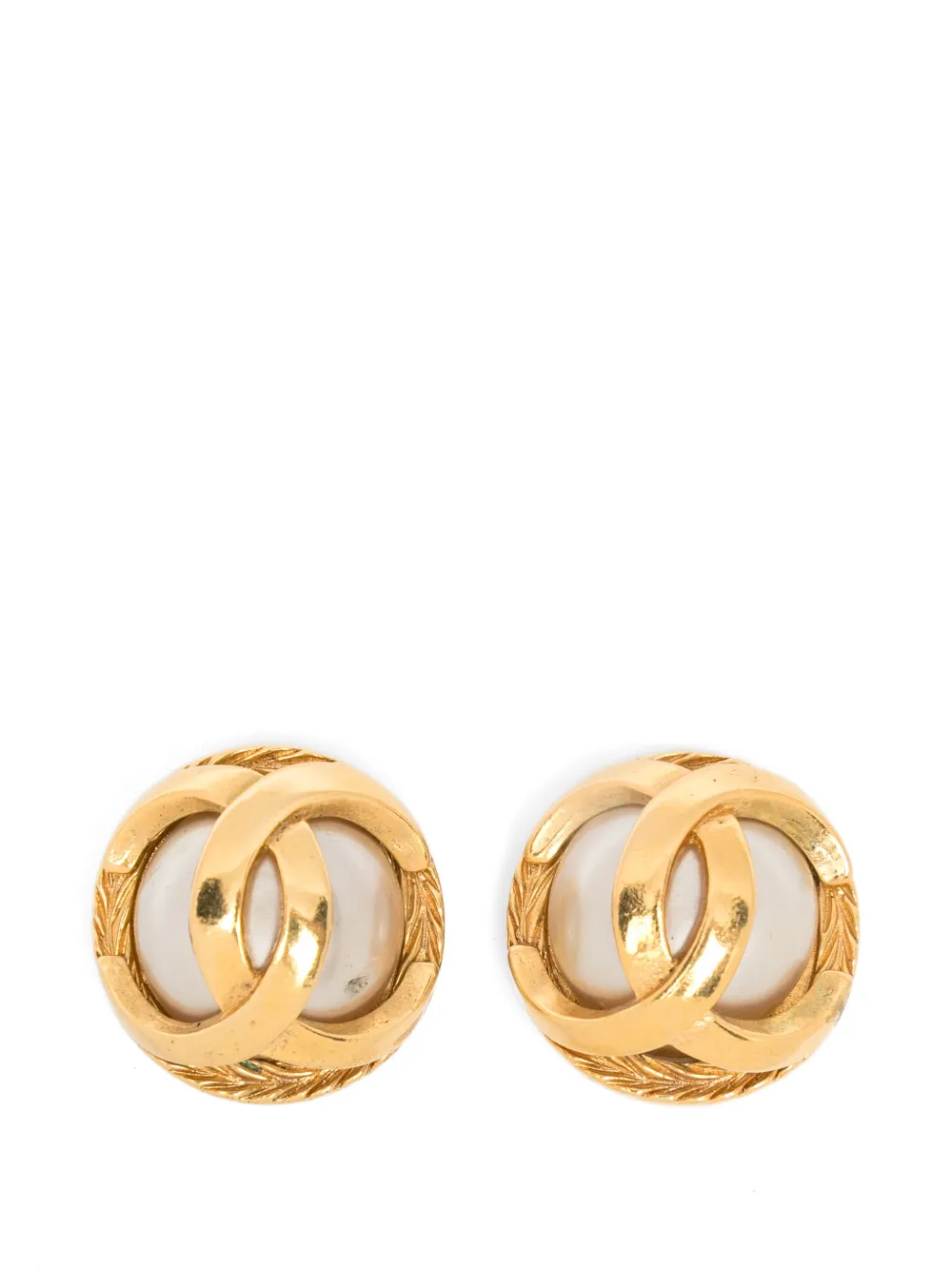CHANEL Pre-Owned 1970s CC faux-pearl earrings - Oro