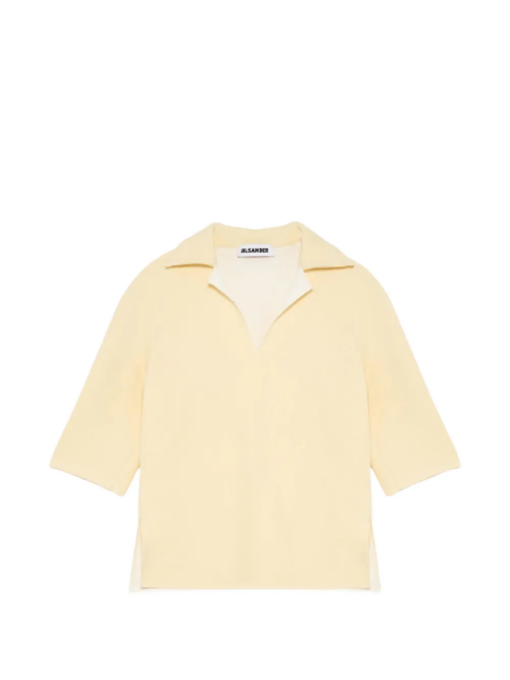 Jil Sander spread-collar elbow-sleeve T-shirt Geel