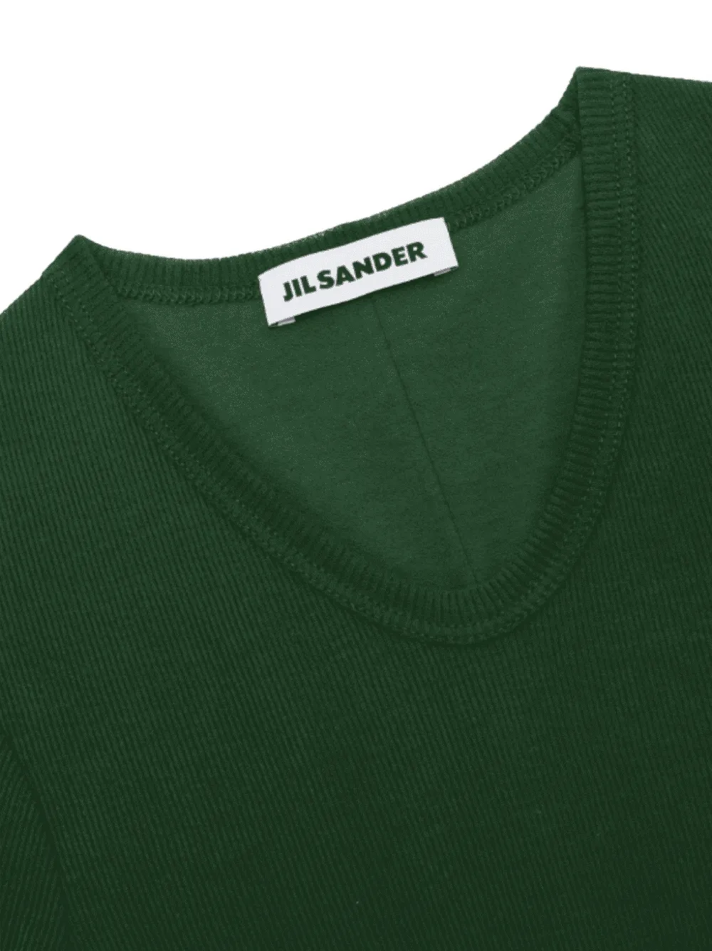 Jil Sander ruffled-trim ribbed-knit midi dress Groen