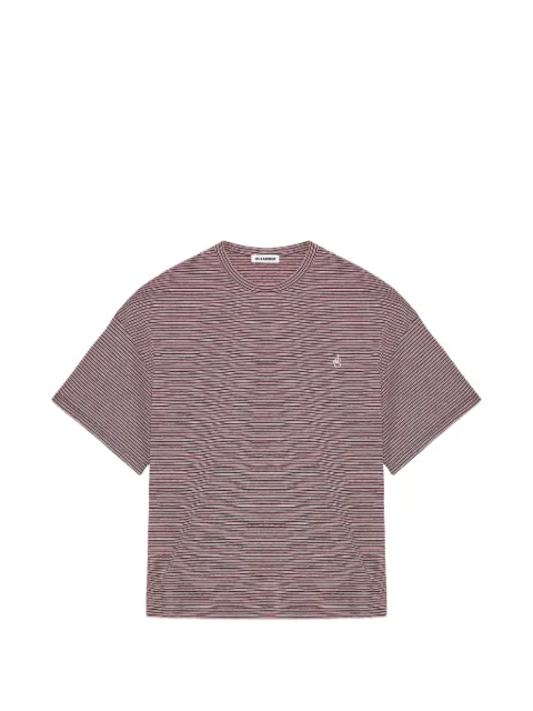Jil Sander striped embroidered-logo T-shirt