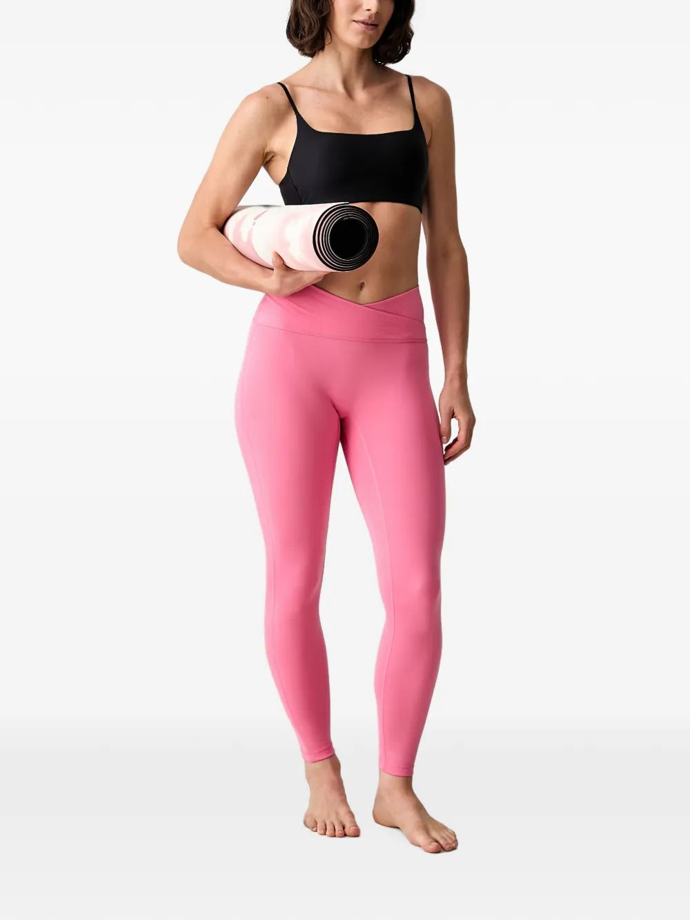 adidas logo-print crossover-waist leggings Roze