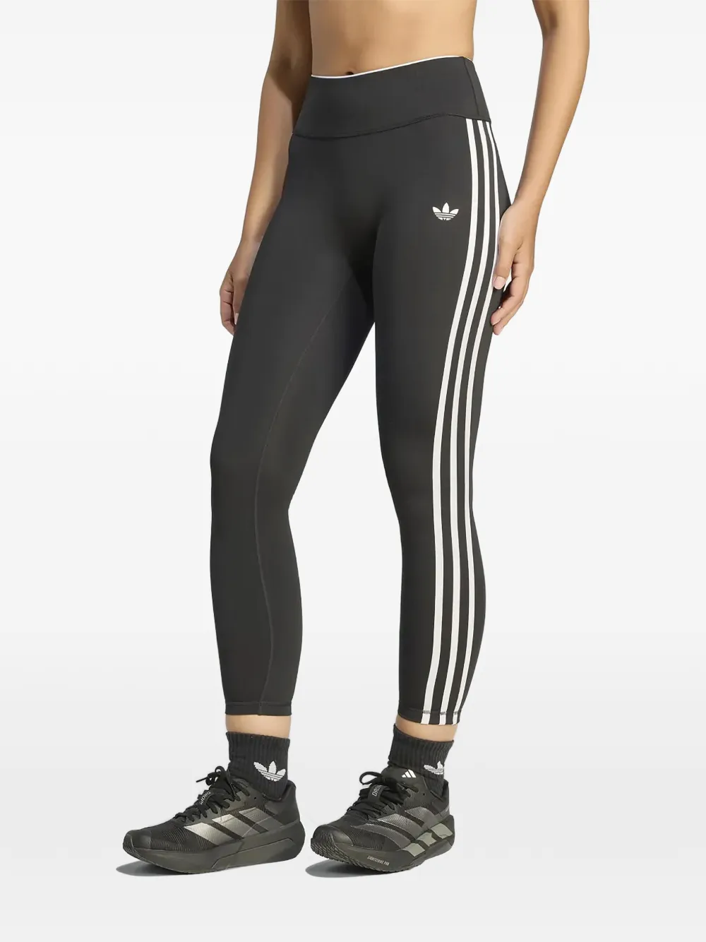 adidas side-stripe logo-print trousers Zwart