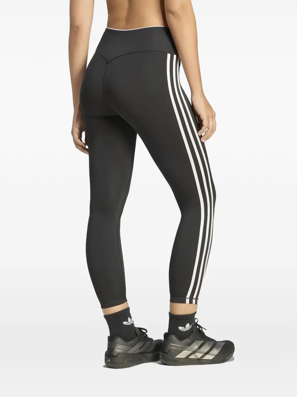 adidas side-stripe logo-print trousers Zwart