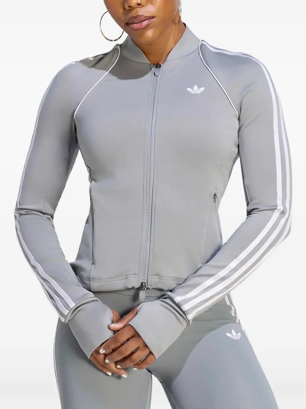 adidas logo-print side-stripe sweatshirt - Grigio
