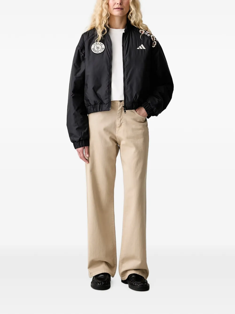 adidas x Farm Rio floral-print bomber jacket Zwart