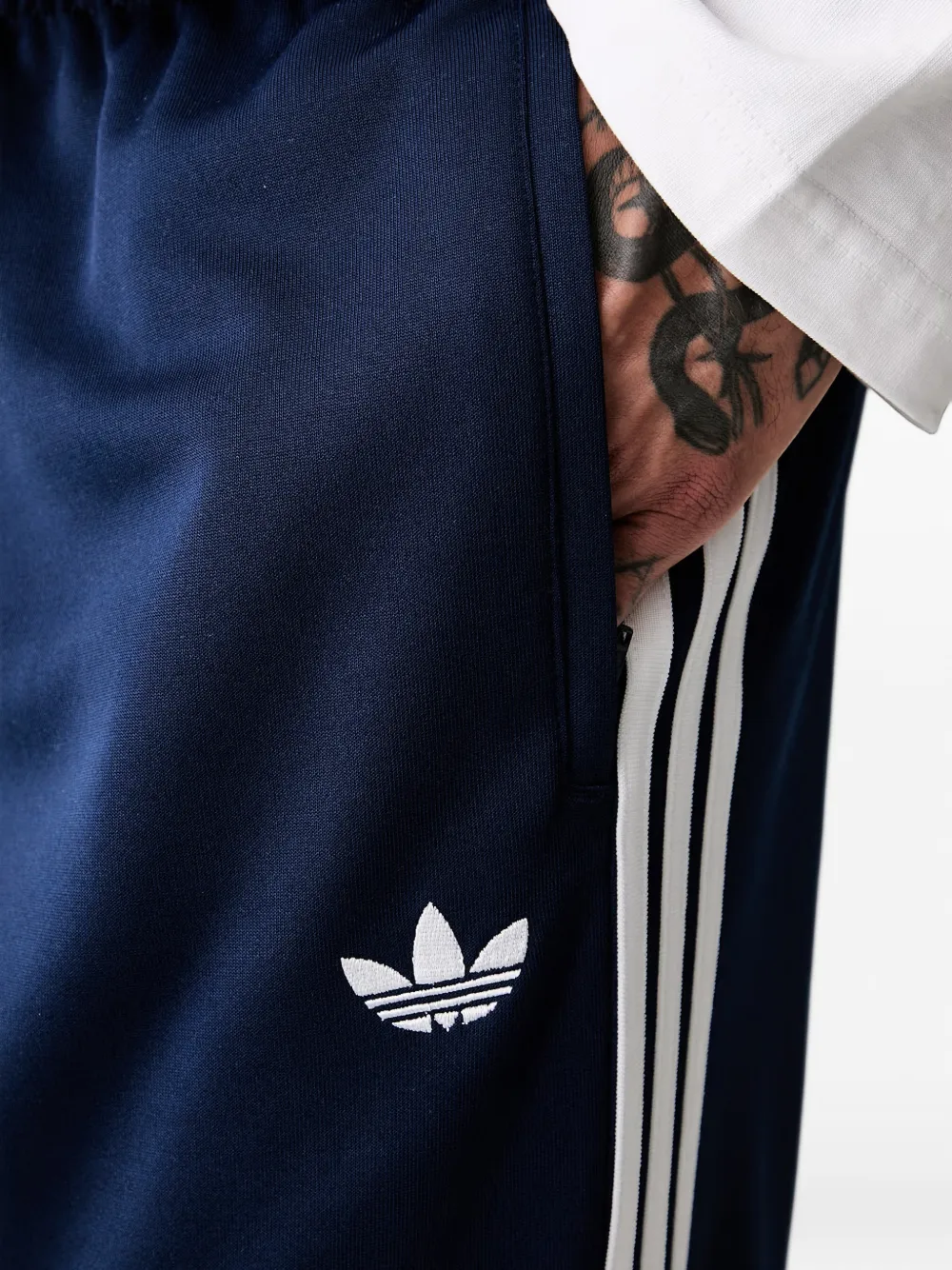 adidas logo-embroidered side-stripe track pants Blauw