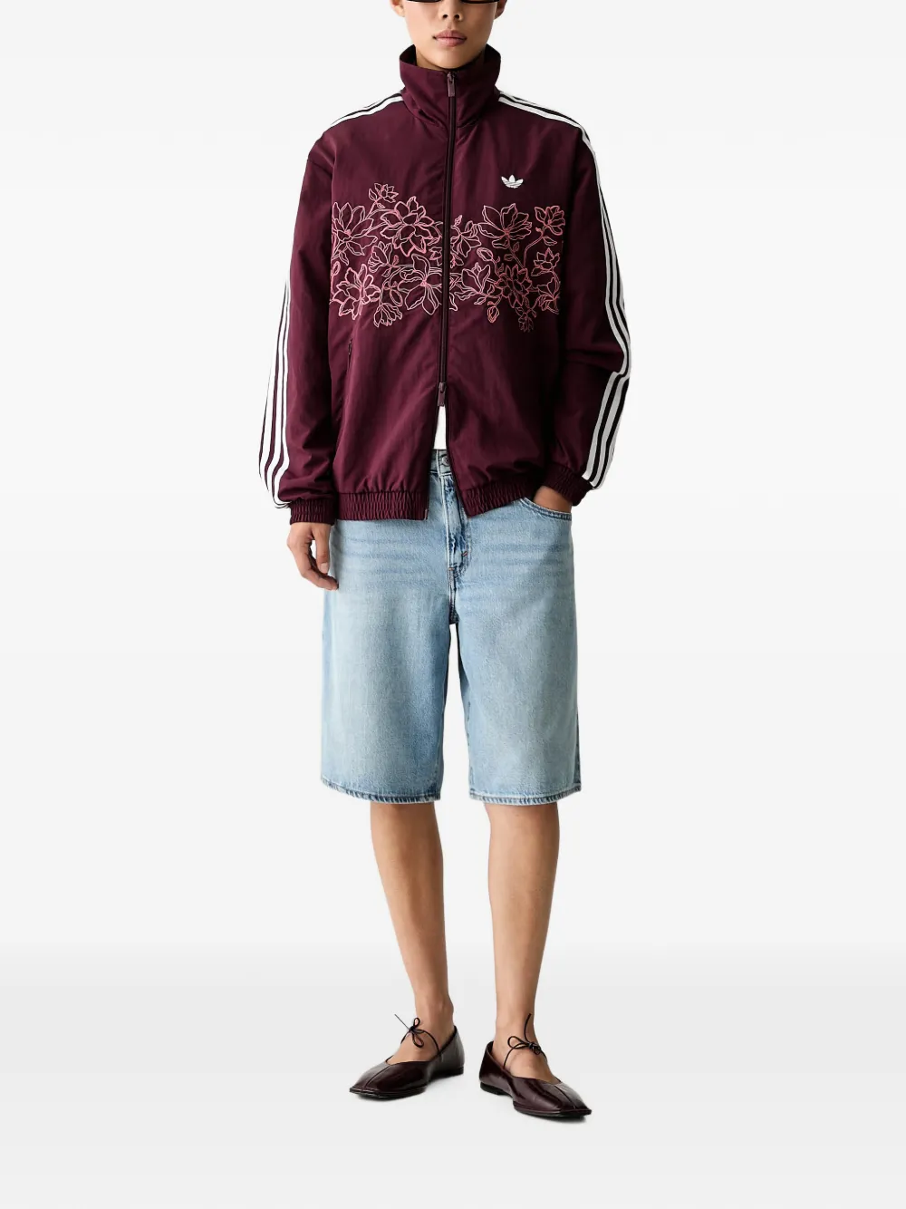 adidas Floral GFX Firebird floral-embroidered zip-up sweatshirt Bruin