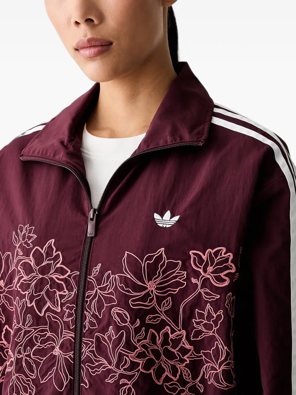 adidas Floral GFX Firebird floral-embroidered zip-up sweatshirt Bruin