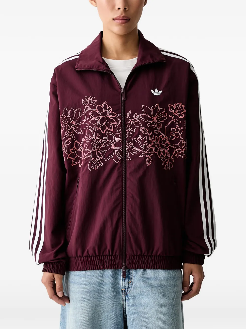 adidas Floral GFX Firebird floral-embroidered zip-up sweatshirt Bruin