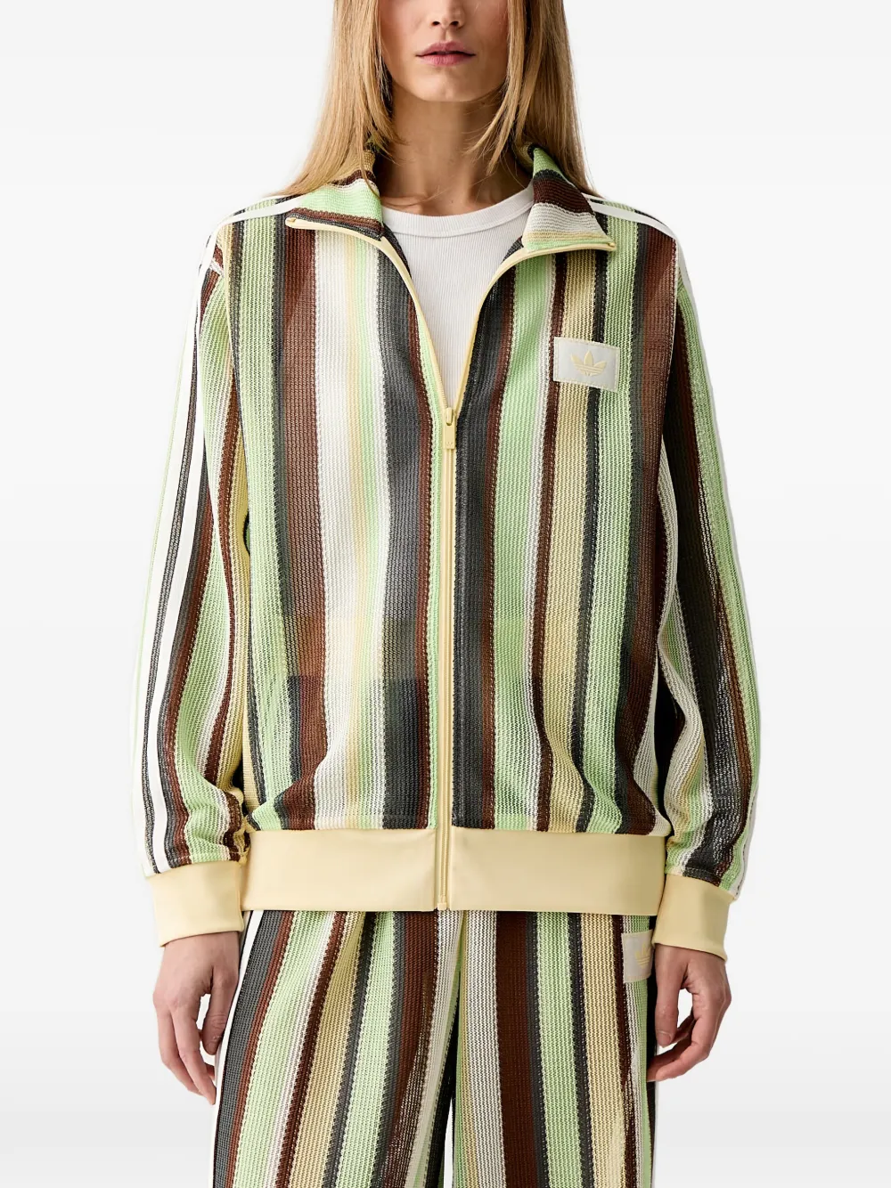 adidas Summer Glow Firebird striped zip-up sweatshirt - Giallo