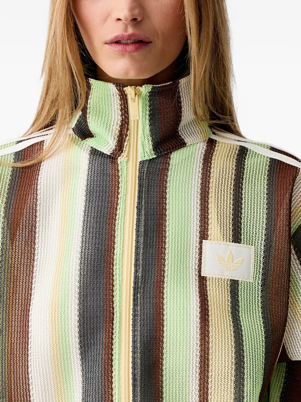 adidas Summer Glow Firebird striped zip-up sweatshirt Geel