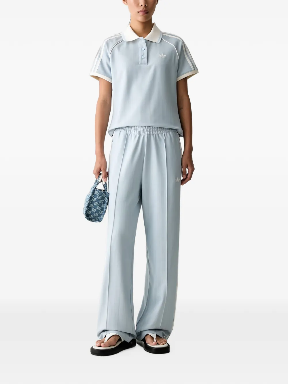 adidas herringbone-pattern side-stripe track pants Blauw