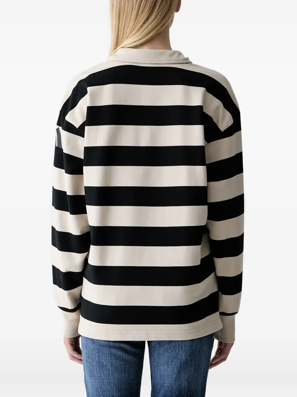 adidas striped quarter-zip polo shirt Beige