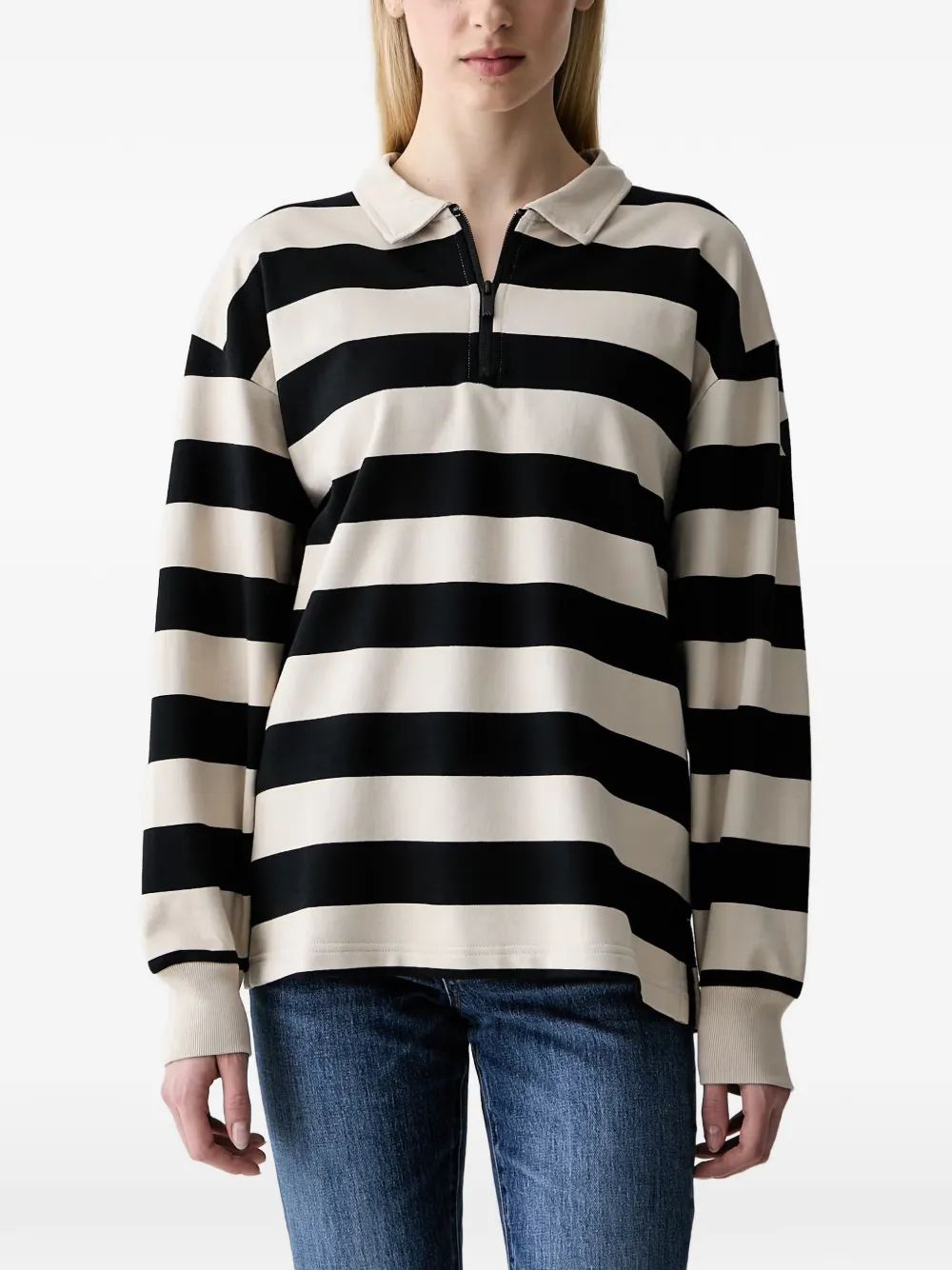 adidas striped quarter-zip polo shirt - Toni neutri