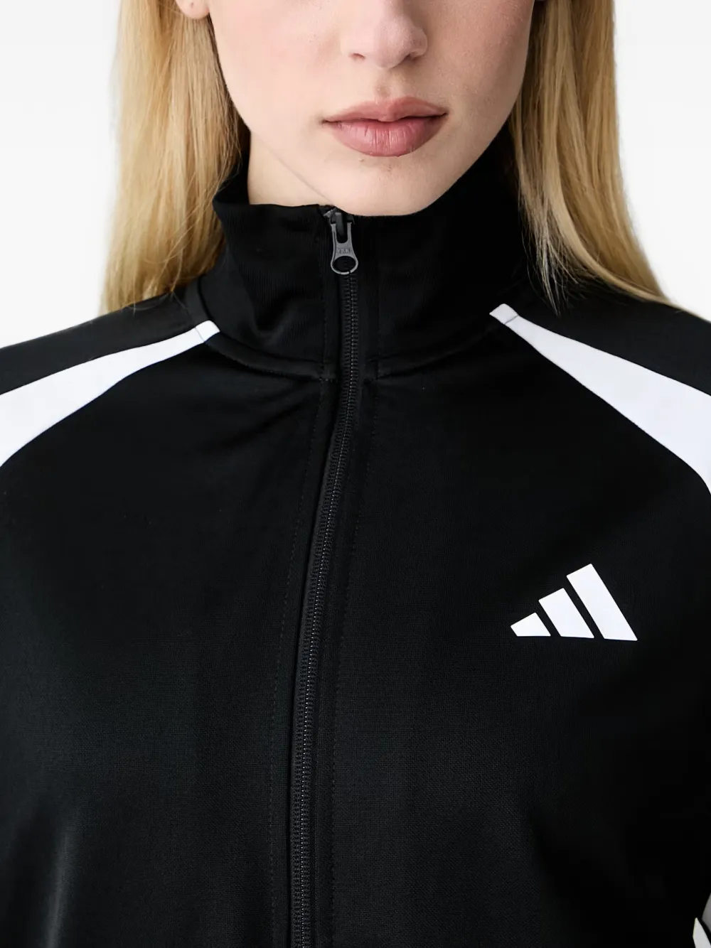 adidas logo-print zip-up tracksuit Zwart