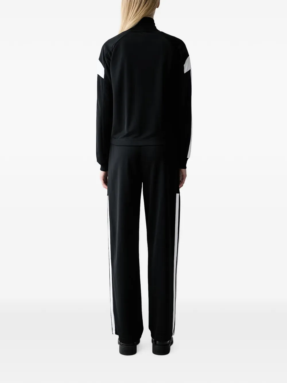 adidas logo-print zip-up tracksuit Zwart