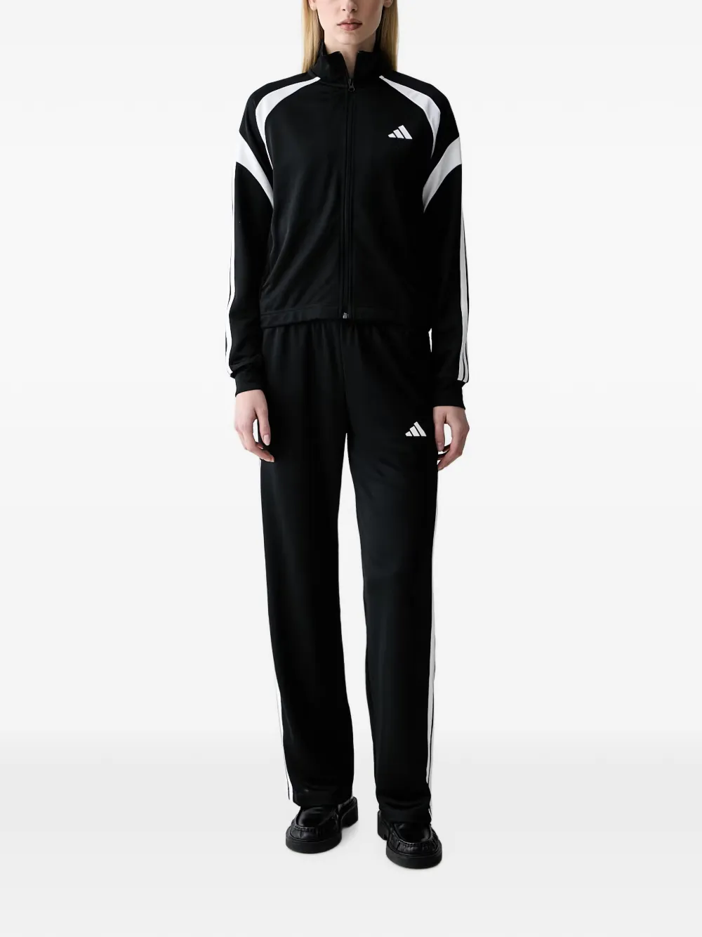 adidas logo-print zip-up tracksuit Zwart