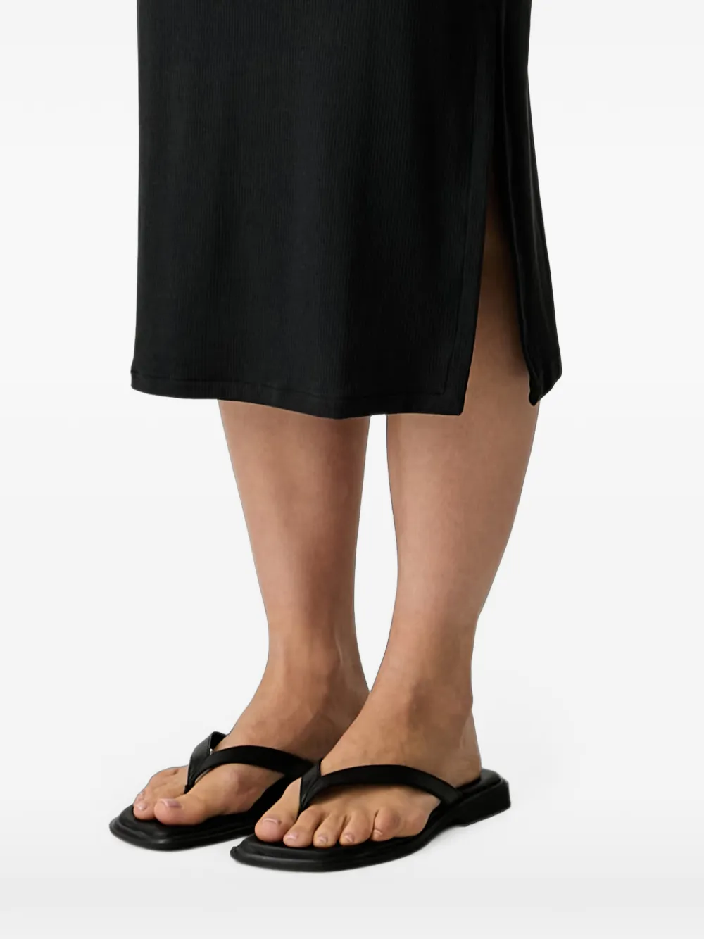 adidas ribbed logo-embroidered midi dress Zwart