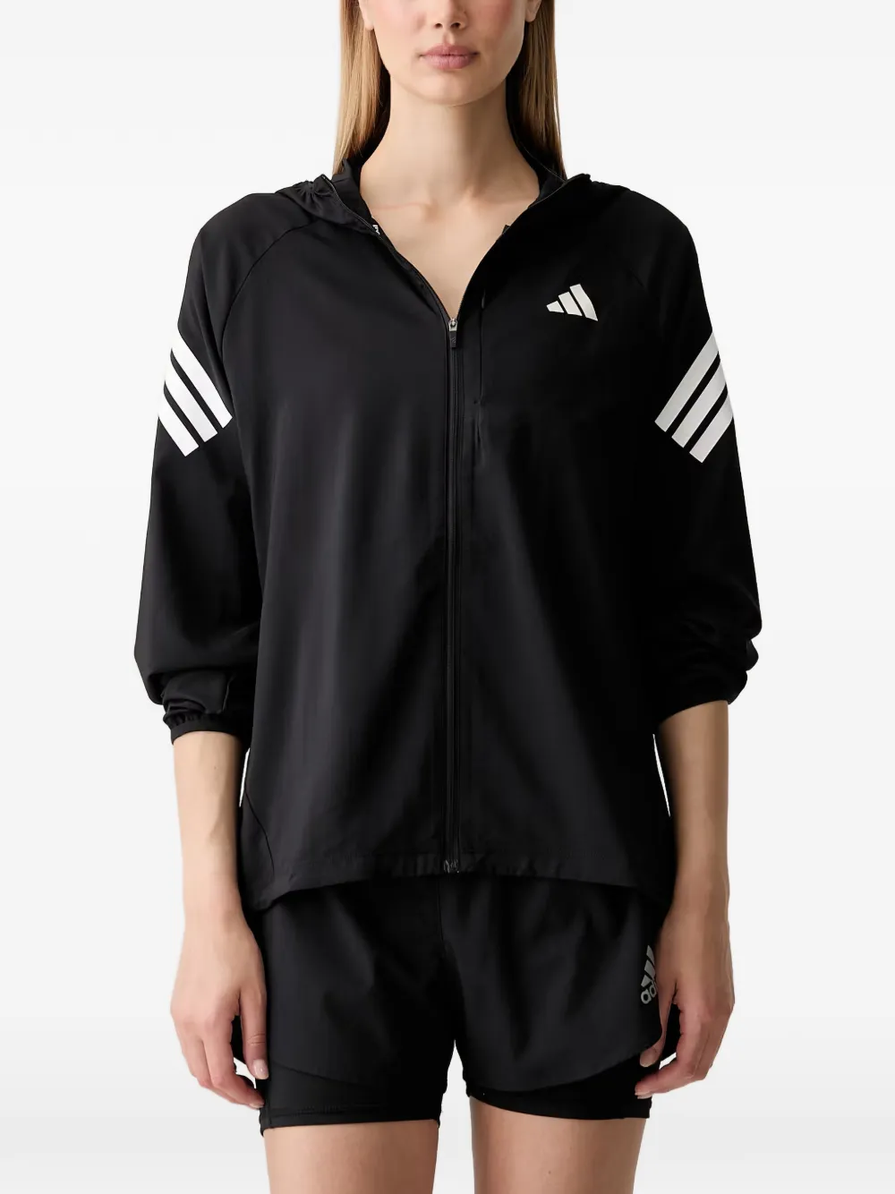 adidas logo-print lightweight jacket - Schwarz
