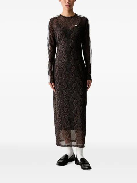 adidas snake-print long-sleeve maxi dress