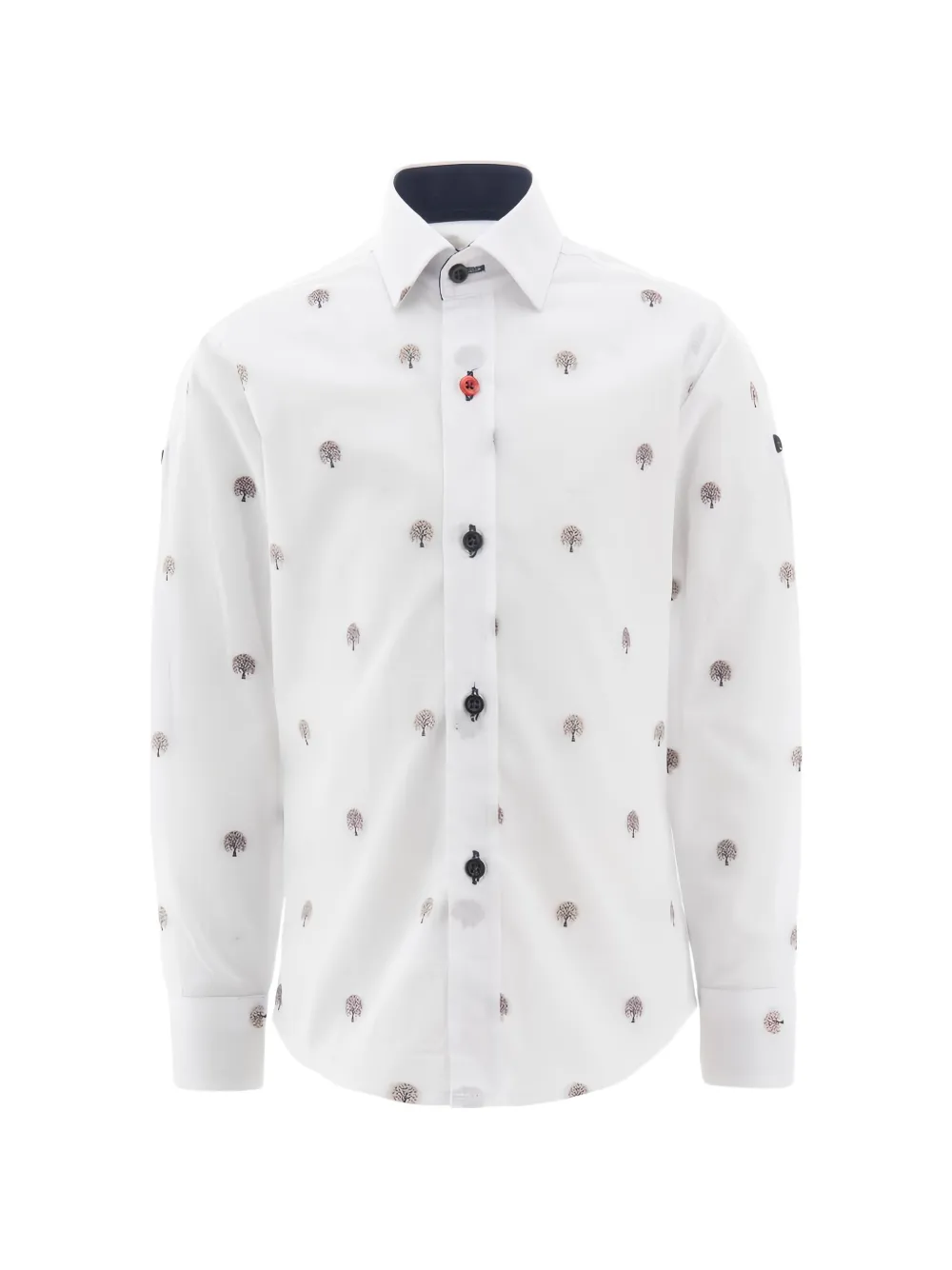 Moustache Babies' Maple-embroidered Cotton Shirt In White