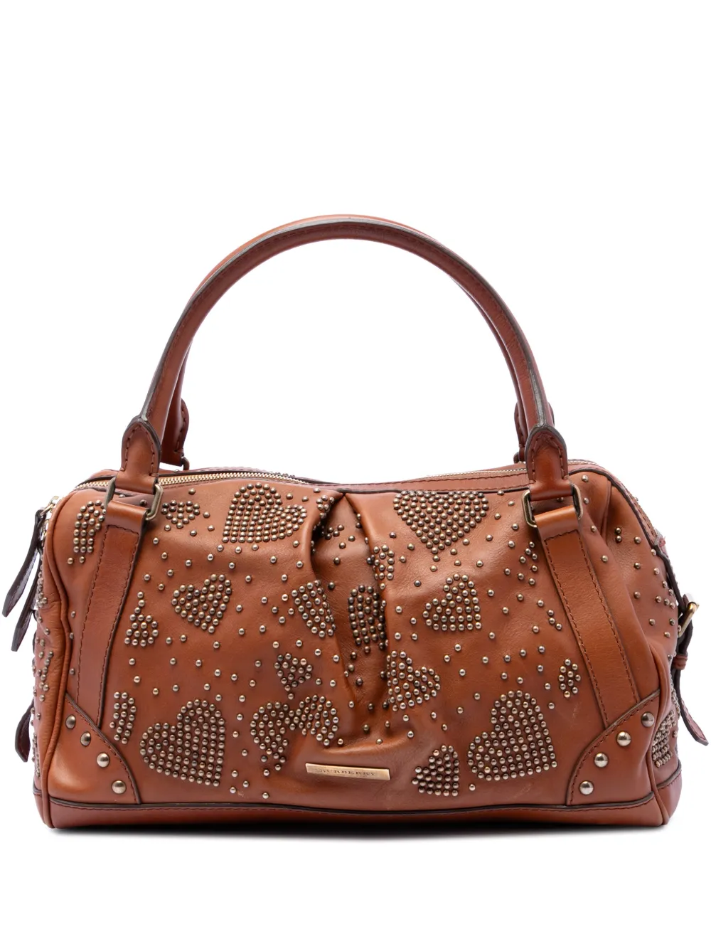 Burberry Pre-Owned 2000-2017 Leather Heart Studded boston bag - Braun