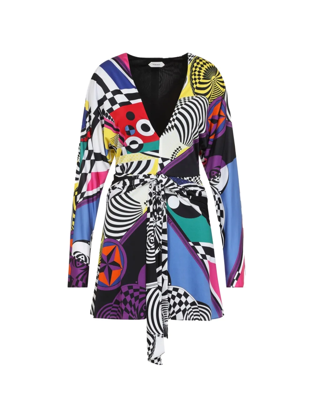 Versace abstract-print knot-detail dress - Schwarz