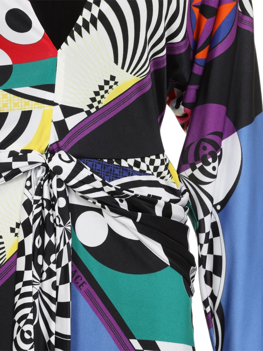Versace Jurk met abstracte print en geknoopt detail Zwart