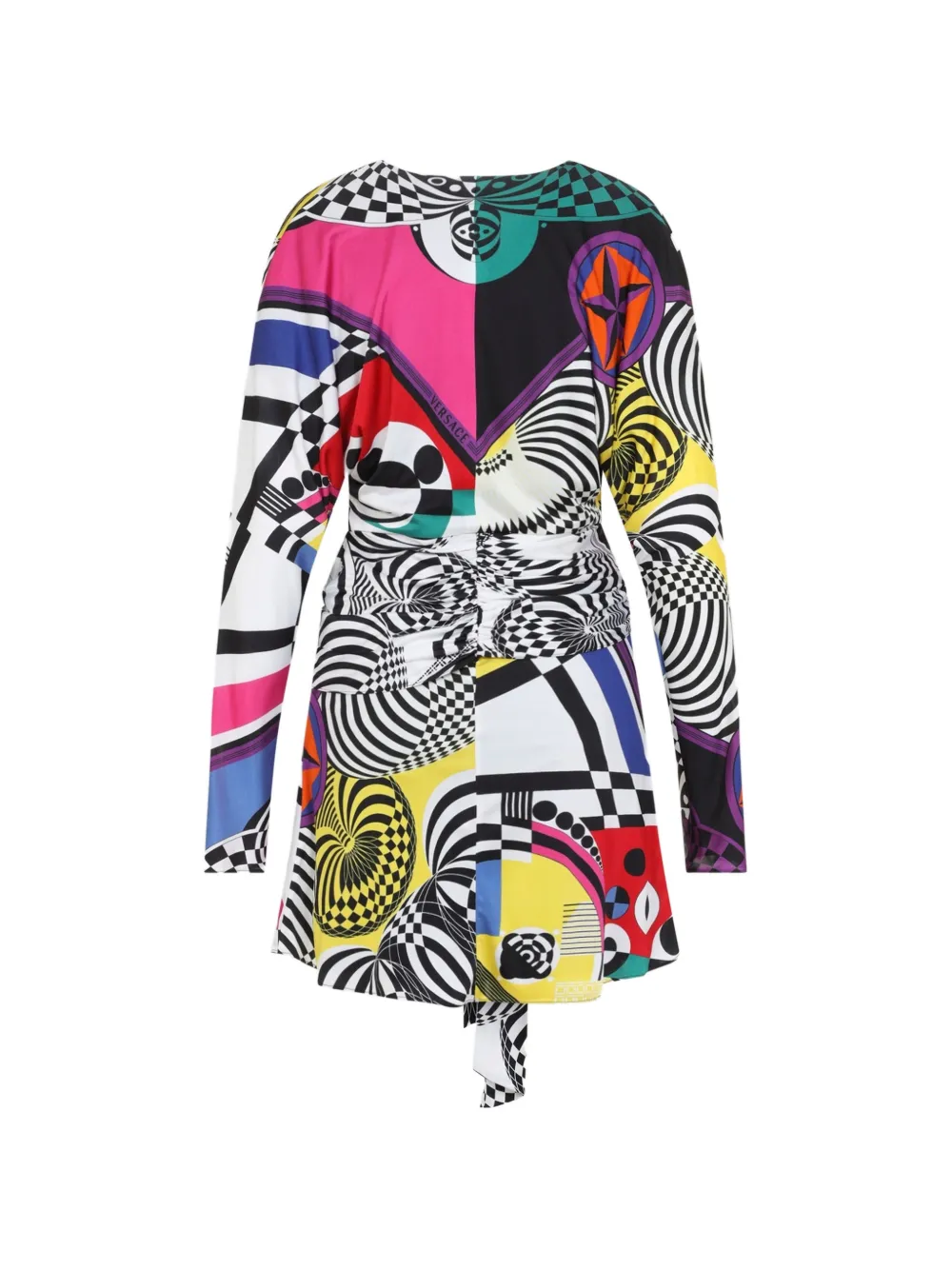 Versace Jurk met abstracte print en geknoopt detail Zwart