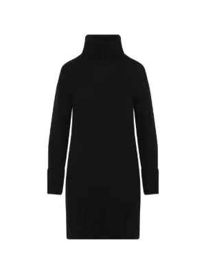 turtleneck knit mini dress TOTEME Ribbed | Black Age 8