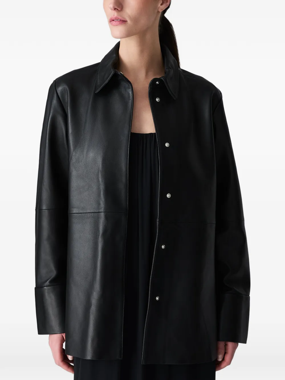 Vera Wang Lago leren jack met drukdetail Zwart