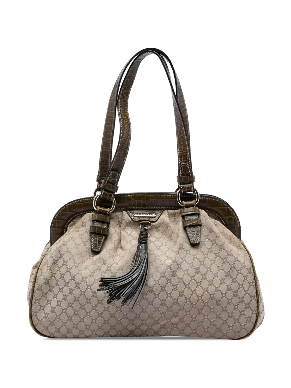 Celine Pre-Owned 2008 Macadam Canvas Tassel Frame satchel - Toni neutri