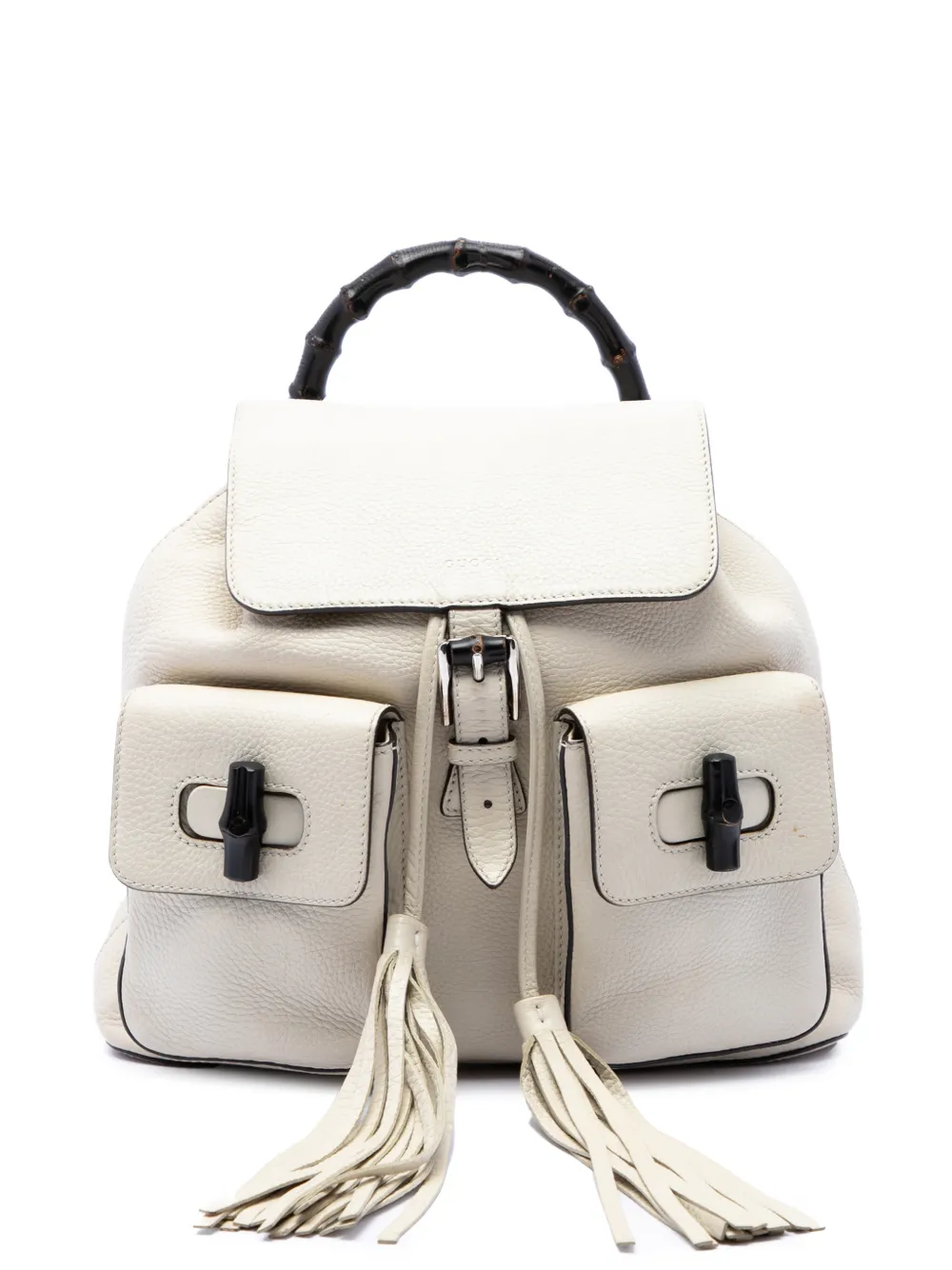 Gucci Pre-Owned 2016-2026 Grained Calfskin Bamboo Tassel backpack - Bianco