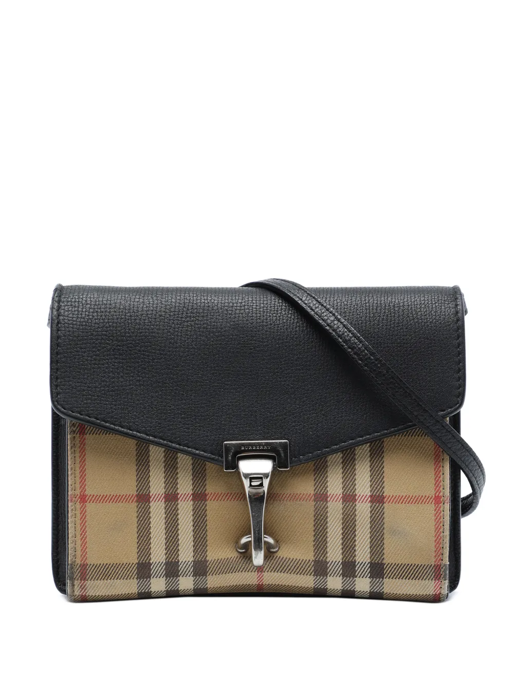 Burberry Pre-Owned 2000-2017 Small Leather and House Check Canvas Derby Macken crossbody bag - Nero