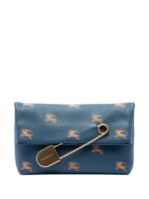 Burberry Pre-Owned bolso de mano mediano plegable de piel con imperdible y bordado Equestrian Knight 2018-2026